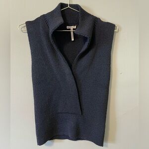 Hermes Navy Sleeveless V Neck Sweater